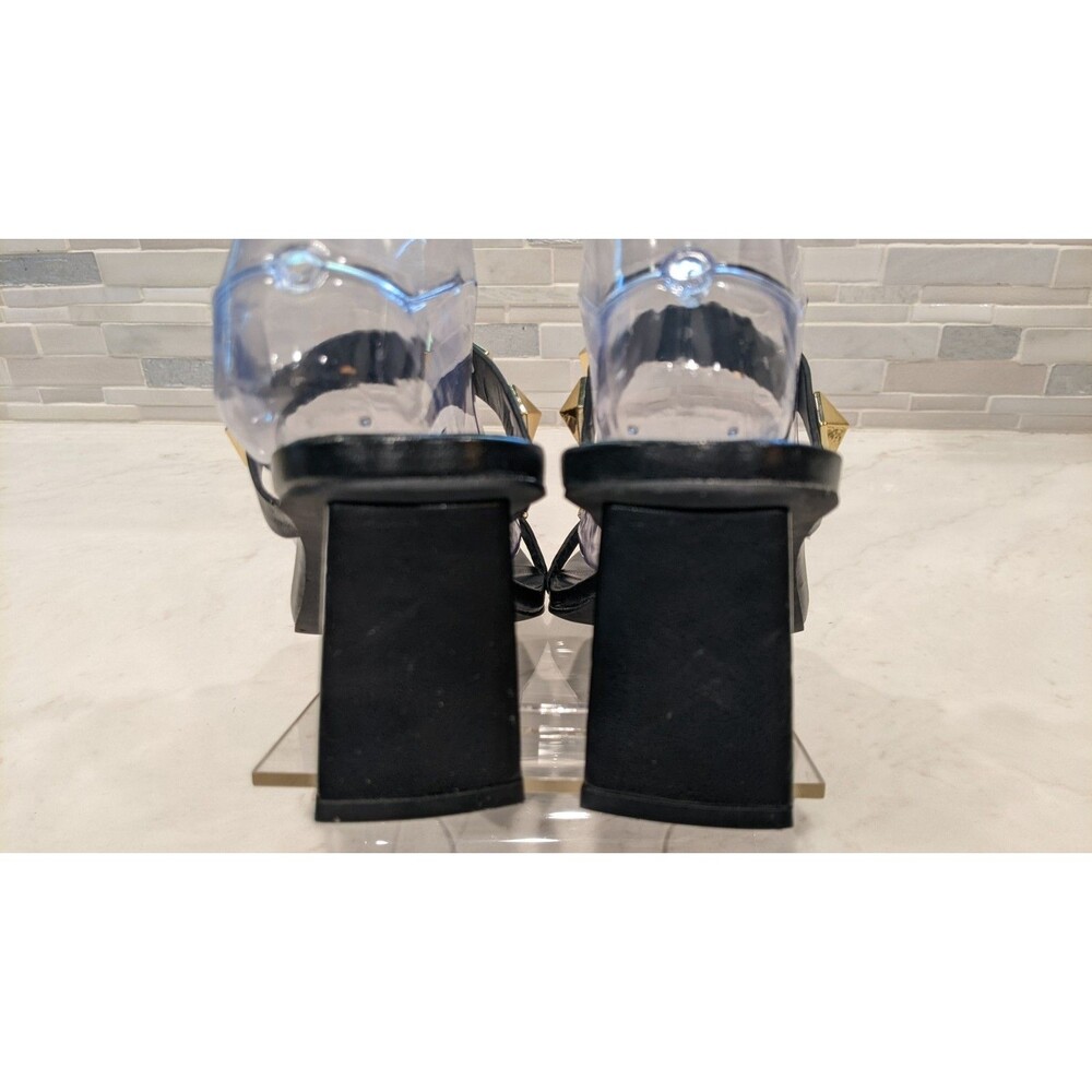 MADDEN GIRL Steve Madden Two Strap Gold Studded Block Heel Sandals 8.5 - Picture 7 of 14